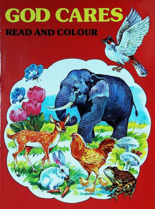 GOD CARES READ AND COLOUR