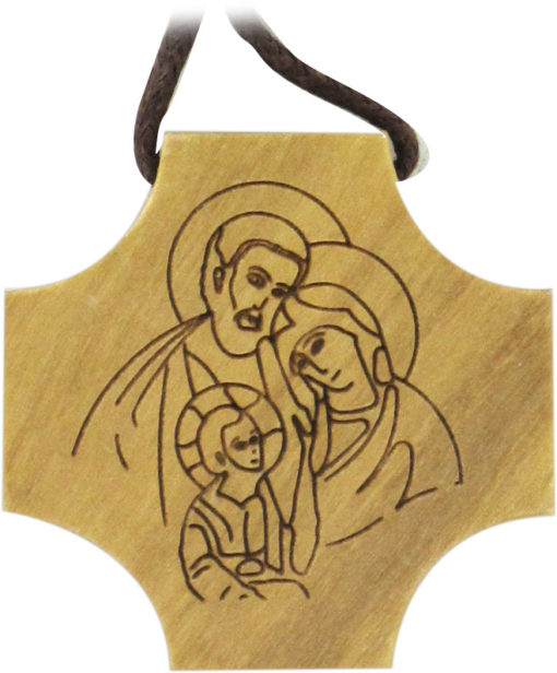 0741CR2R NECKLACE WOOD CROSS W DOUBLE IM
