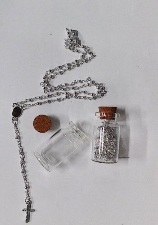 1229C13 ROSARY IN A BOTTLE SILVER
