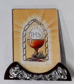 1305K14 HOLY COMM IMAGE STAND WITH SILVE