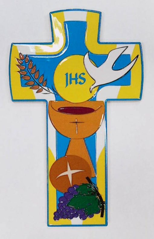 1374 HOLY COMM CROSS CERAMIC STYLE