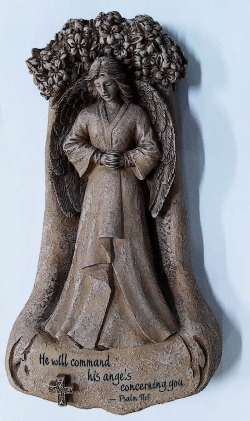 HE WILL COMMAND HIS ANGELS RESIN PLAQUE