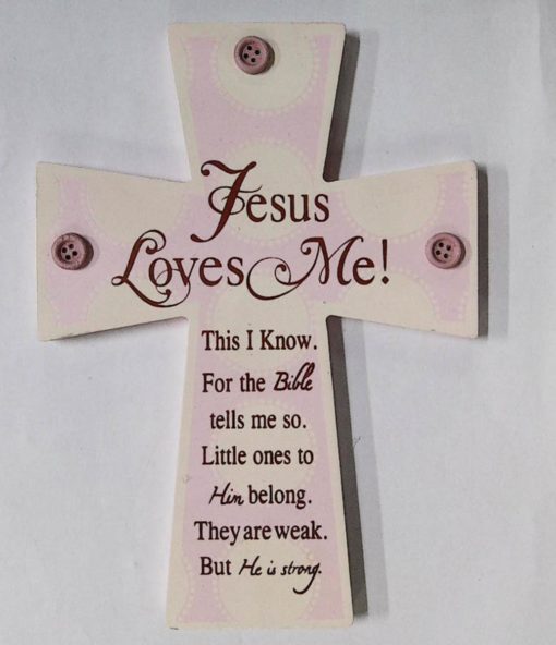 CROSS JESUS LOVES ME PINK