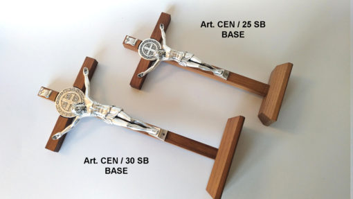 CEN30SBBASE-ST.BENEDICT WOODEN CROSS+BAS