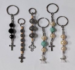 KEYCHAIN SALIB ZIBEG WOOD& BLUE ROSE