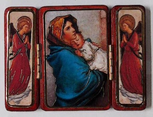 T1O - WOODEN TRIPTICO: MARY & CHILD