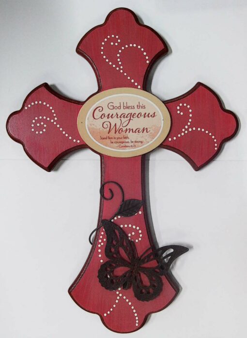 CROSS GOD BLESS THIS GOURAGEOUS  PINK