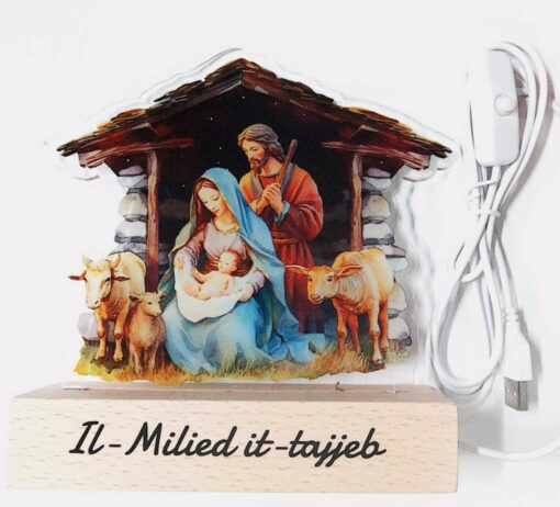 WOODEN BASE CRIB W LED LIGHT