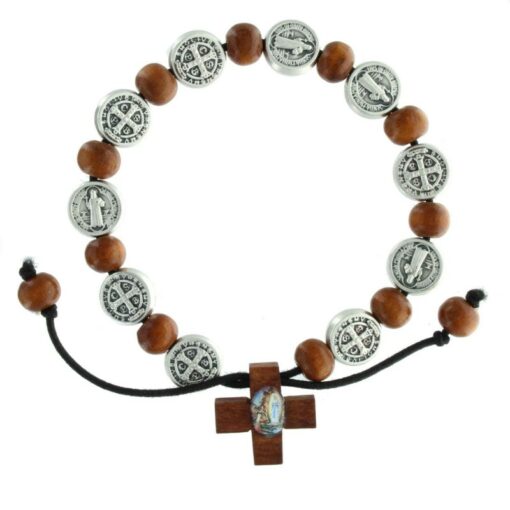 BR005 - WOODEN ELASTIC ST. BENEDICT BRAC
