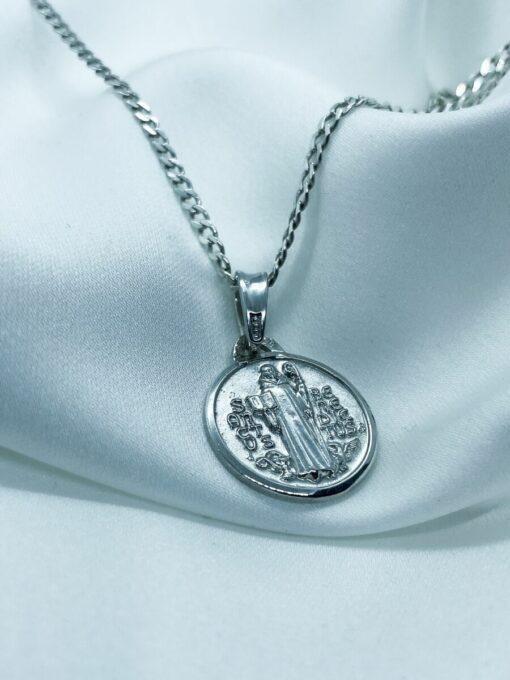 ASK925_0938S ST.BENEDICT SILVER NECKLACE