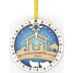 BA333B - JOHN 3, 16 LC NATIVITY WOOD ORN