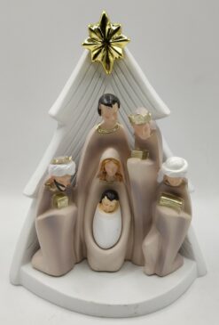 PB24120 NATIVITY W 3 KINGS BROWN&WHITE