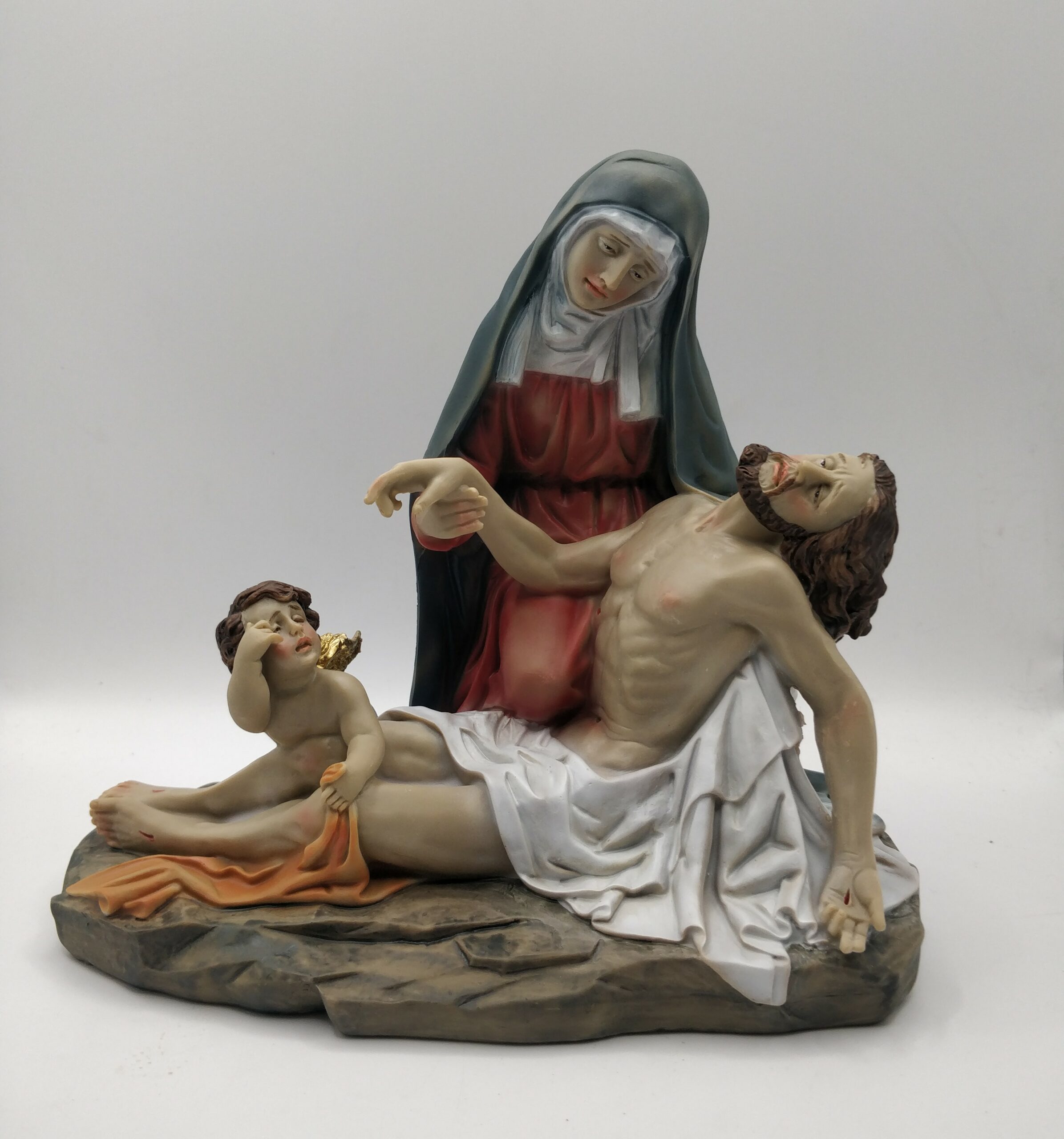 PB21270 -  PIETA WITH ANGELS 19CM