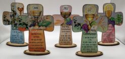 HOLY COMMUNION WOODEN CROSS ON BASE