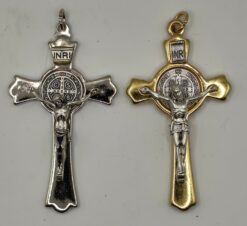 AL3580 SILVER ST BENEDICT CROSS 8CM