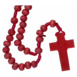 0993RSRO - RED WOODEN ROSARY 7