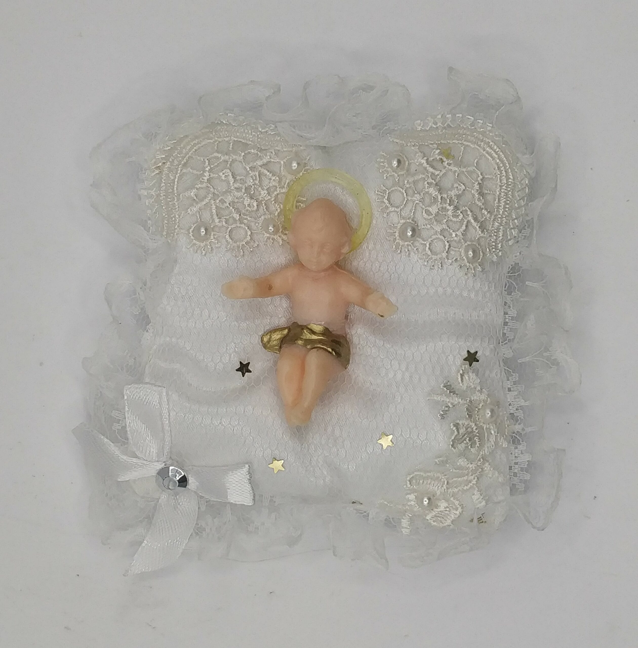 BABY JESUS ON SMALL CUSHION  10X10CM